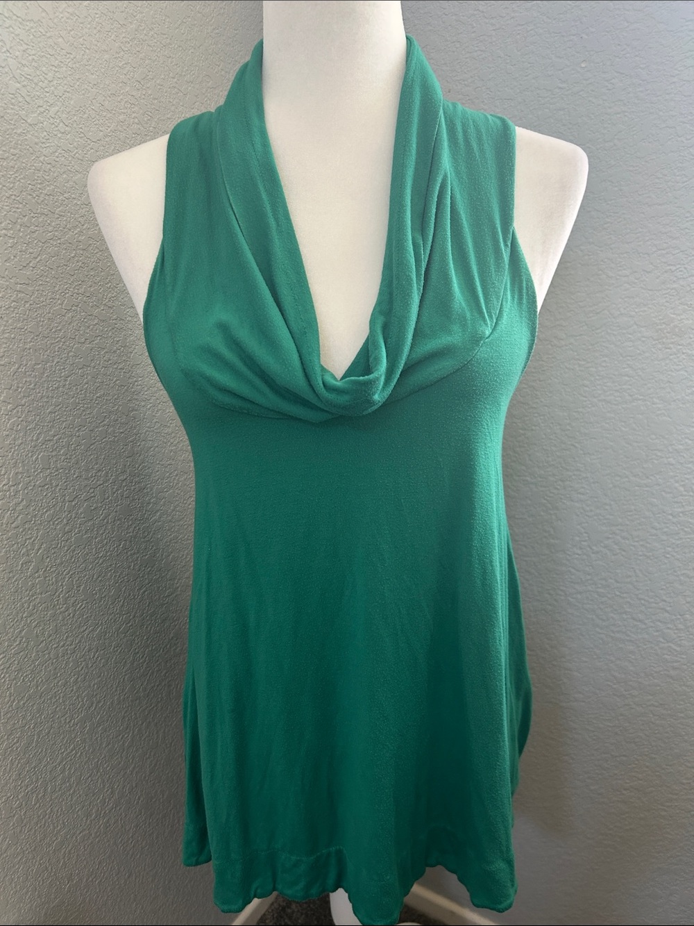 Draped Cowl Neck Sleeveless Camisole in Teal Green